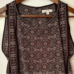 Max Studio| Chic Black/Tan/White Geometric Sleeveless Top Blouse Sz S